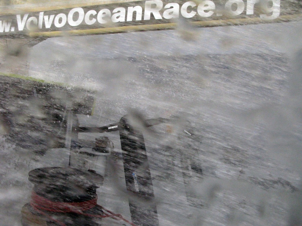 Gabriele Olivo/Equipo Telefonica/Volvo Ocean Race. Water flies across the deck onboard Telefonica Blue as she races to catch the leading pack during Leg 1.

 photo copyright Volvo Ocean Race http://www.volvooceanrace.com taken at  and featuring the  class