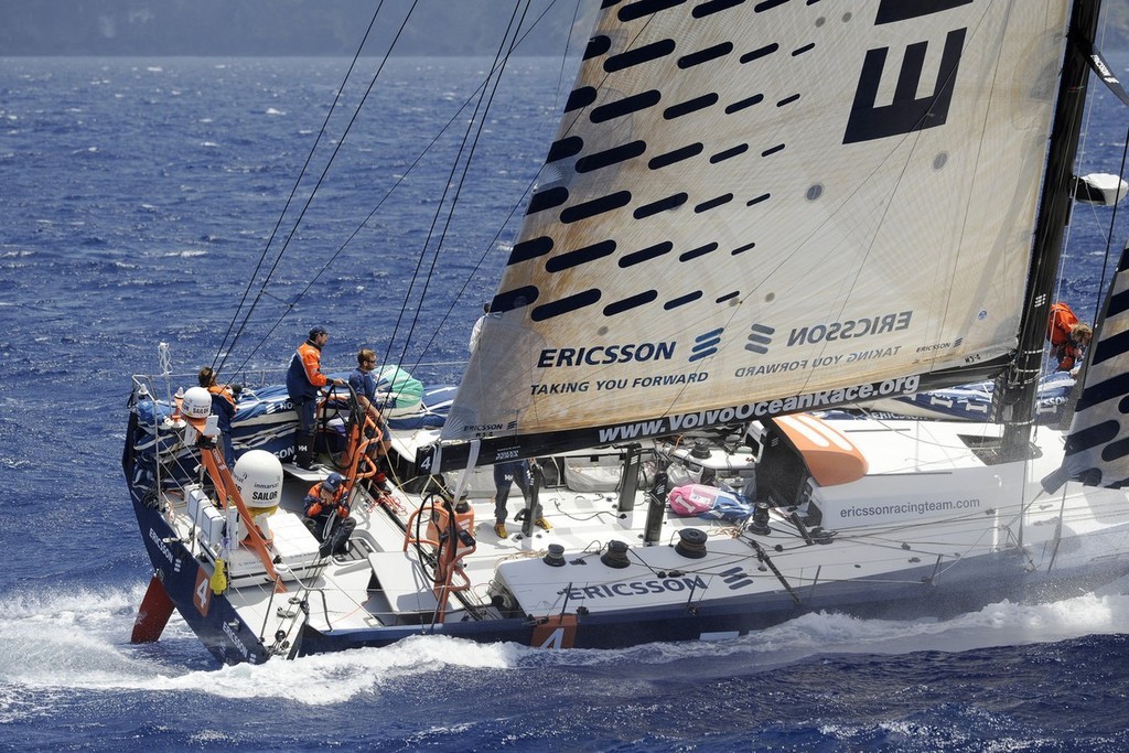 Rick Tomlinson: Ericsson 4 passes through the scoring gate at Fernando de Noronha, with PUMA Ocean Racing following close behind, on leg 1 of the Volvo Ocean Race

 photo copyright Volvo Ocean Race http://www.volvooceanrace.com taken at  and featuring the  class