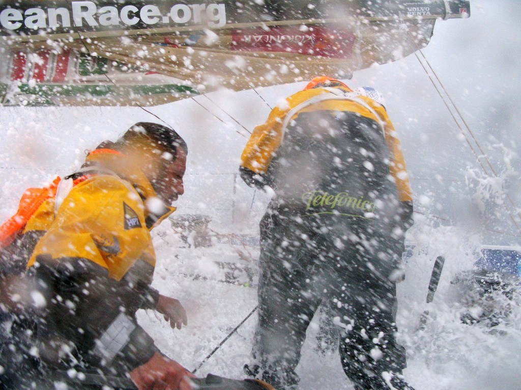 Gabriele Olivo/Equipo Telefonica/Volvo Ocean Race.
Jordi Calafat onboard Telefonica Blue in rough seas on the final stretch of leg 1 to Cape Town, in the Volvo Ocean Race

 photo copyright Volvo Ocean Race http://www.volvooceanrace.com taken at  and featuring the  class