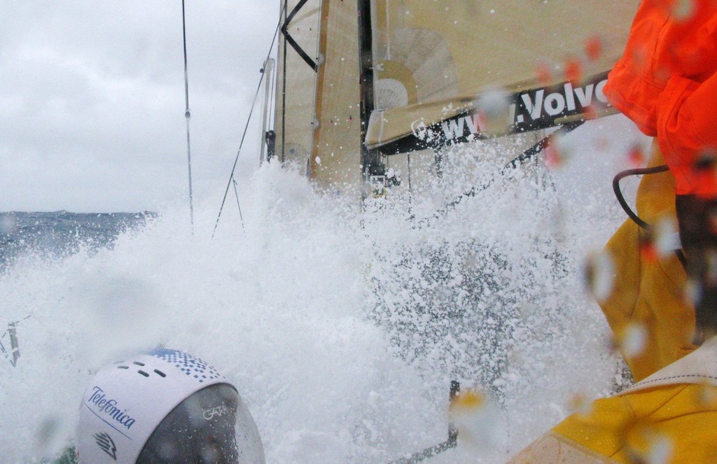 Gabriele Olivo/Equipo Telefonica/Volvo Ocean Race.
Telefonica Blue in rough seas on the final stretch of leg 1 to Cape Town, in the Volvo Ocean Race
 photo copyright Volvo Ocean Race http://www.volvooceanrace.com taken at  and featuring the  class
