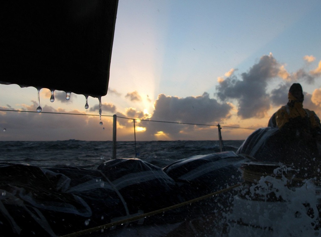 Gabriele Olivo: Icy droplets on the boom of Telefonica Blue as they sail 39 degrees south, on leg 1 of the Volvo Ocean Race photo copyright Volvo Ocean Race http://www.volvooceanrace.com taken at  and featuring the  class