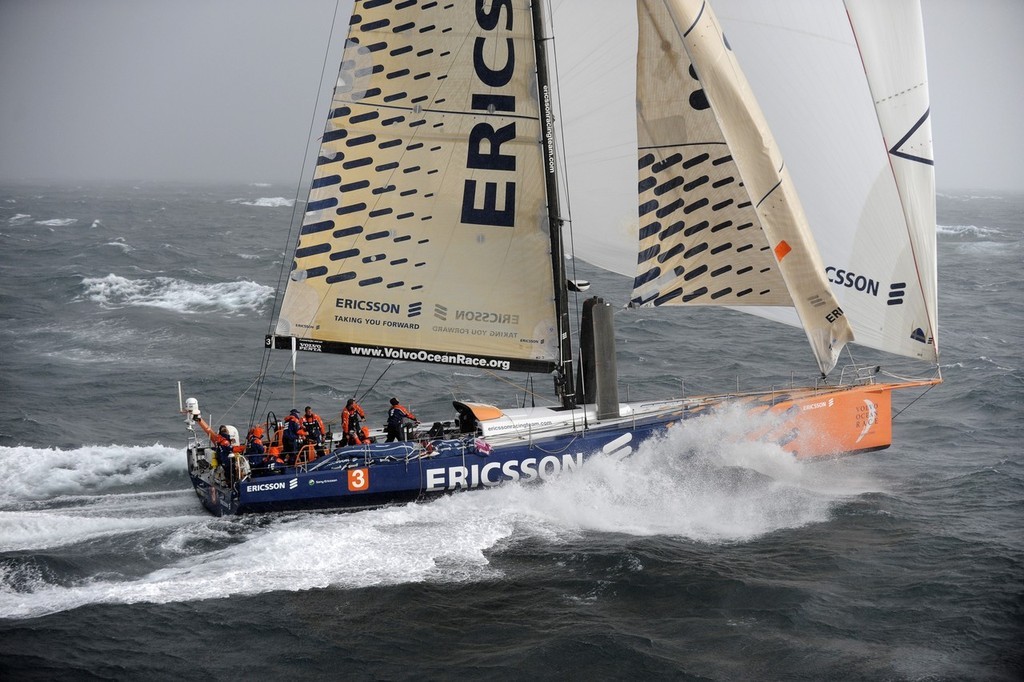Ericsson 3 surfing at 30 knots off the Blasket Islands West of Ireland, shortly after the start of leg 8 from Galway to Marstrand. photo copyright Rick Tomlinson/Volvo Ocean Race http://www.volvooceanrace.com taken at  and featuring the  class