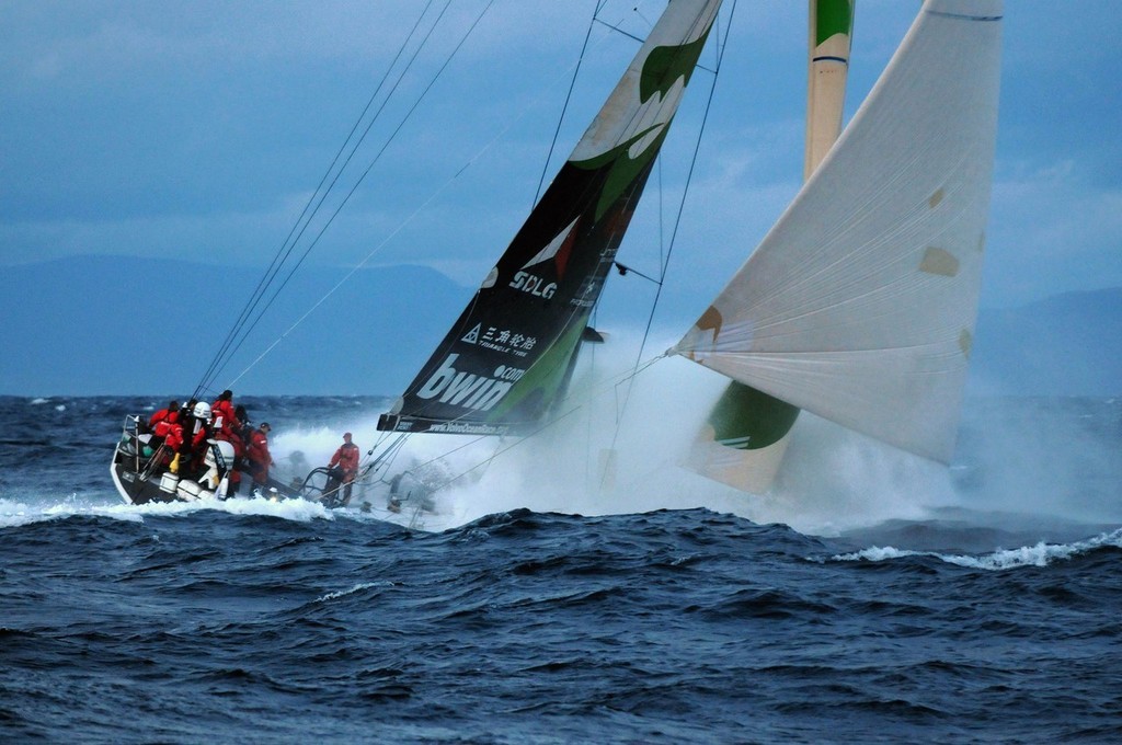 Green Dragon racing down the coast of Ireland on leg 8 from Galway to Marstrand photo copyright  David Kneale/Volvo Ocean Race http://www.volvooceanrace.com/ taken at  and featuring the  class