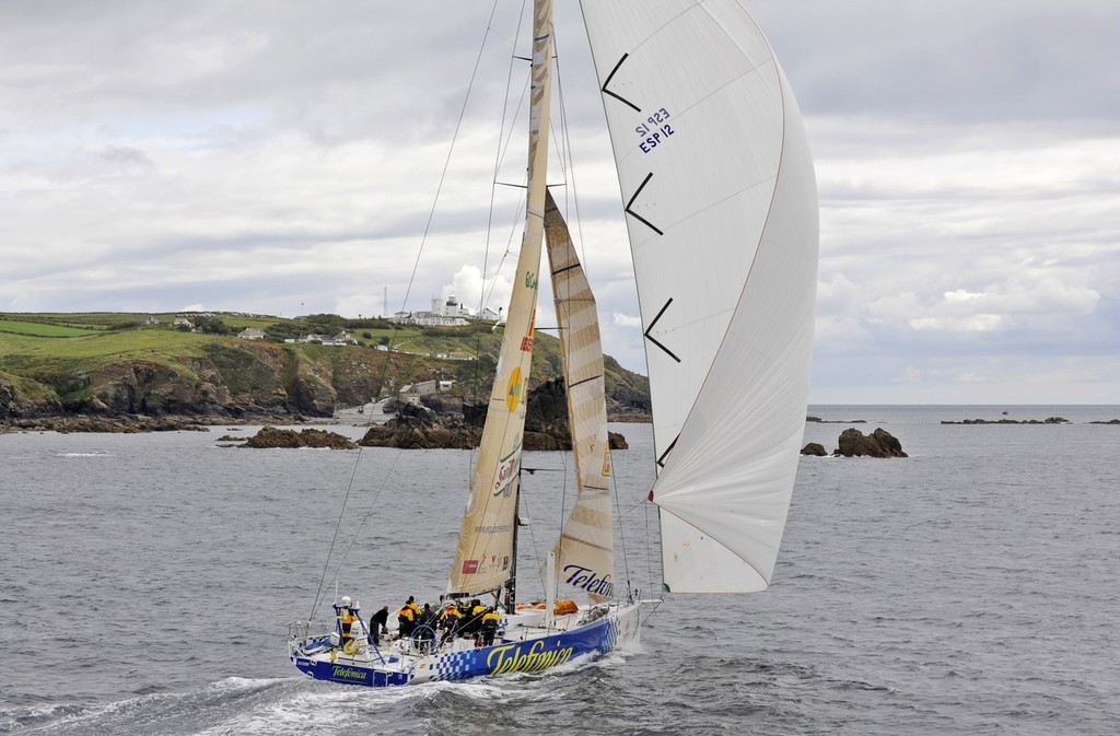 Telefonica Blue reaches Land’s End on leg 8 from Galway to Marstrand. photo copyright Rick Tomlinson/Volvo Ocean Race http://www.volvooceanrace.com taken at  and featuring the  class