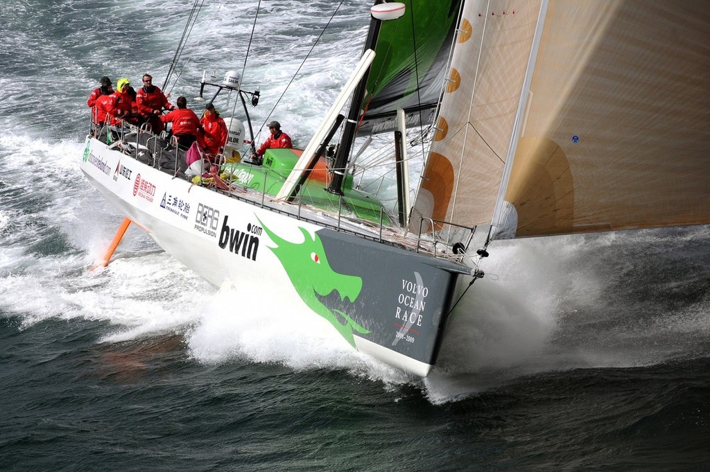 Green Dragon, skippered by Ian Walker (GBR) at the start of leg 9 from Marstrand to Stockholm photo copyright  David Kneale/Volvo Ocean Race http://www.volvooceanrace.com/ taken at  and featuring the  class