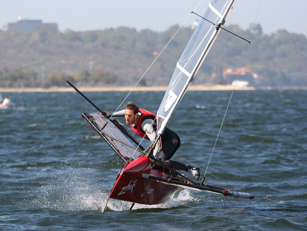 Luka Damic found great touch on the tacks today - here he keeps foiling! - International Moth Class National Championship photo copyright Bernie Kaaks - copyright taken at  and featuring the  class