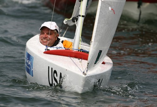 John Ruf of the USA in the 2.4mR class on Day 1 of the Paralympics in Qingdao © ISAF 