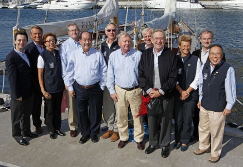 ISAF Executive Committee From left: Alberto Predieri (ITA), Tomasz Holc (POL), Teresa Lara (VEN), David Kellett (AUS), Eric Tulla (PUR), David Irish (USA), ISAF President Göran Petersson (SWE), Danish Olympic Committee President Niels Nygaard, HM Kong Constantine, Nazli Imre (TUR), Danish Sailing Association Secretary General Dan Ibsen and Teo-Ping Low (SIN)<br />
© Danish Sailing Association © SW