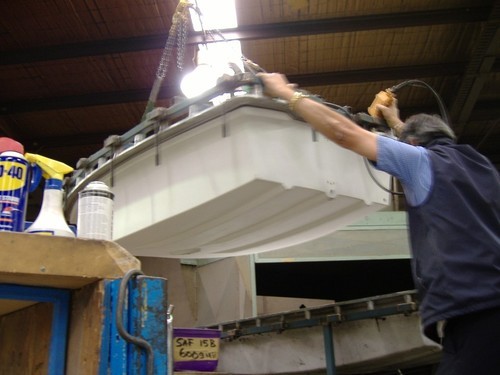 The new polyethylene training dinghy under construction © OziOpti