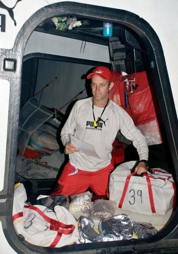 Rick Deppe with day rations for Day 39 at sea onboard PUMA Ocean Racing, on leg 5 of the Volvo Ocean Race, from Qingdao to Rio de Janeiro © Jerry Kirby, Puma Racing, Volvo Ocean Race www.volvooceanrace.com