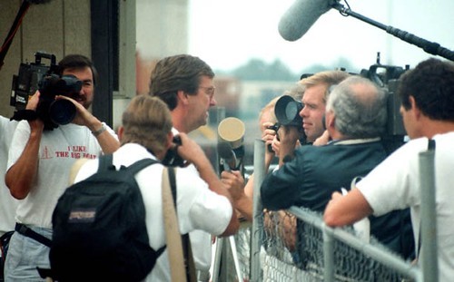 Michael Fay was always ready with a few (well usually quite a few) well chosen words for the America’s Cup 88 media © Rich Roberts http://www.UnderTheSunPhotos.com
