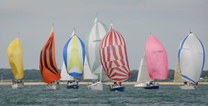 Class 4 IRC race under spinnakers during light airs racing today at Skandia Cowes Week.
 photo copyright onEdition http://www.onEdition.com taken at  and featuring the  class