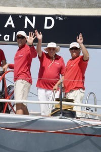 WILD OATS XI (Australia), 30 meters (98ft). Left to right - Mark Richards (skipper), Bob Oatley (owner) and Ian (Barney) Walker (tactitian). photo copyright  Andrea Francolini Photography http://www.afrancolini.com/ taken at  and featuring the  class