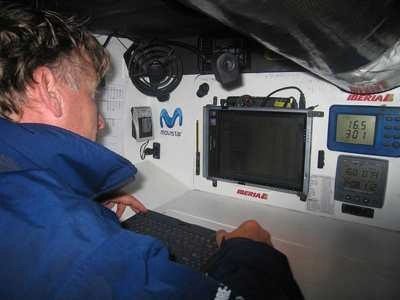 Navigator works on chart table at media station.  © Volvo Ocean Race http://www.volvooceanrace.com