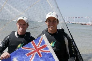 49er World Champion - Nathan Outteridge (left) and Ben Austin - 49er World Championships - Sorrento Sailing Couta Boat Club, Australia photo copyright Teri Dodds http://www.teridodds.com taken at  and featuring the  class