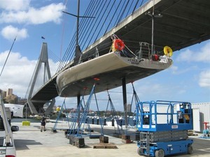 Sailing boat coming out of water - Australia's new world class marine maintenance facility now open photo copyright Stuart Dodds taken at  and featuring the  class