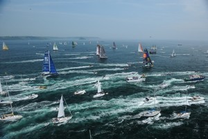 IMOCA 60 and Class 40 fleets at the start, with some of the 1000 spectator boats that accompanied the fleet  - The Artemis Transat 2008 photo copyright Vincent Curutchet/DPPI/ The Artemis Transat http://www.theartemistransat.com taken at  and featuring the  class