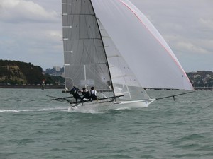 Opening day ANZAC 18ft skiffs - Waitemata Harbour photo copyright Ross Whitburn taken at  and featuring the  class