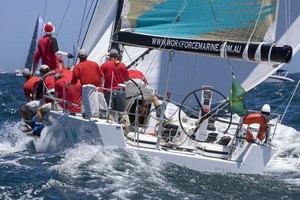 Qunatun Racing, a Cookson 50, skippered by Ray Roberts and trimmed by Santa, soon after the start of the 2007 Rolex Sydney Hobart Race. photo copyright  Rolex/Daniel Forster http://www.regattanews.com taken at  and featuring the  class
