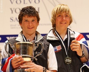 James Peters and Edward Fitzgerald from Great Britain celebrate winning the 29er class at the award ceremony of the 2008 Volvo Youth Sailing ISAF World Championship photo copyright onEdition http://www.onEdition.com taken at  and featuring the  class