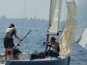 Sam, Jenna and Ray-Practice Day,Buddy Melges Regatta photo copyright SW taken at  and featuring the  class
