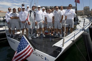 BMW Oracle Racing - Larry Ellison and his crew lead by Russell Coutts were celebrating their victory in the TP 52 Audi Med Cup, Marseille Trophy with its new boat ``USA 17``. photo copyright BMW Oracle Racing Photo Gilles Martin-Raget http://www.bmworacleracing.com taken at  and featuring the  class