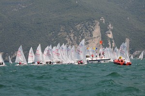 Start line - 2009 420 Worlds - Lake Garda Italy photo copyright James Munro www.420sailing.org.nz taken at  and featuring the  class