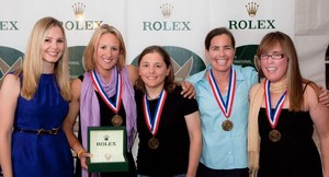 Jaimie Carlsen, Rolex Watch USA, with 2009 Champions Anna Tunnicliffe, Debbie Capozzi, Molly O'Bryan Vandemoer and Liz Bower. - Rolex International Women's Keelboat Championship 2009 photo copyright  Rolex / Dan Nerney taken at  and featuring the  class