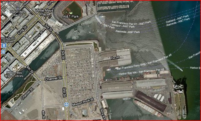 Pier 50 - aerial view - slated to take the America’s Cup bases © SW