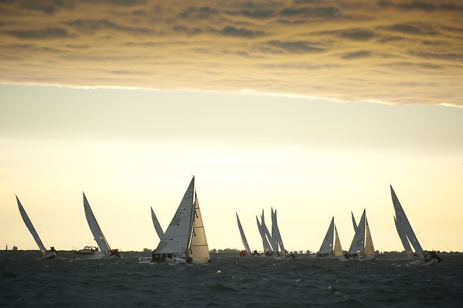  The 2010 J/80 World Championship, hosted by Sail Newport and Ida Lewis Yacht Club, Newport, RI.<br />
 Race day 2 outside saw rain and sun with 20-25knts.<br />
  © Paul Todd/Outside Images http://www.outsideimages.com