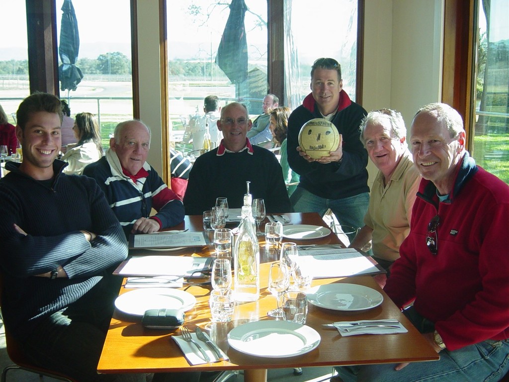 Some of the Lu Lu Belle crew with team mascot Wilson about to srart lunch on their Hunter Valley Adventure in 2009  - Sail Port Stephens © Vanessa Dudley