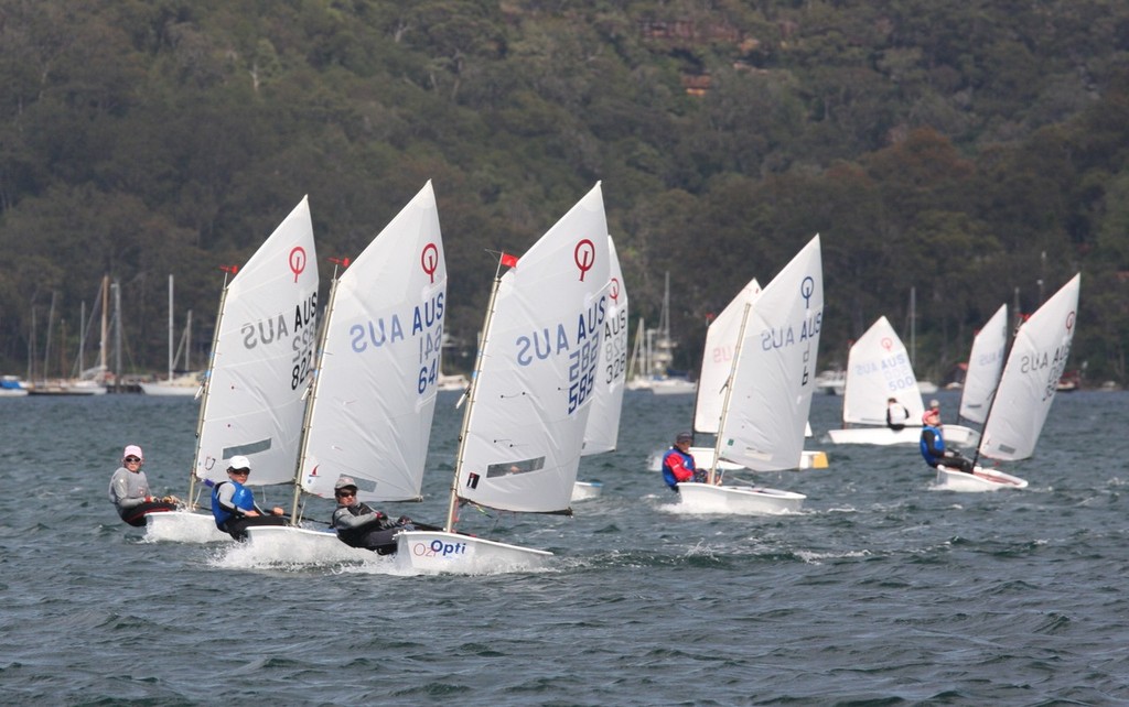 The fleet splits up the first beat - 2010 Pittwater Spring Cup photo copyright Warwick Crossman taken at  and featuring the  class