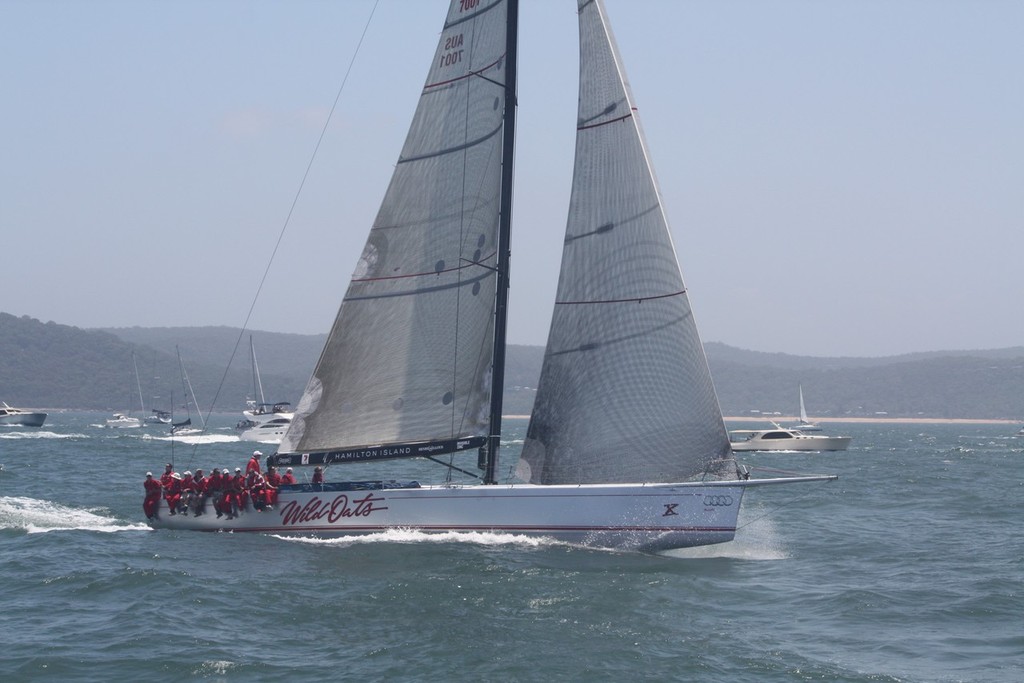 'Wild Oats X' puts the hammer down at the start - photo by Damian Devine - 30th Pittwater to Coffs Race photo copyright Damian Devine taken at  and featuring the  class