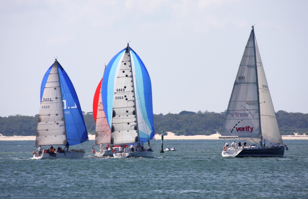 Day 1 spinnakers. Sail Port Stephens Trophy. photo copyright Sail Port Stephens Event Media taken at  and featuring the  class