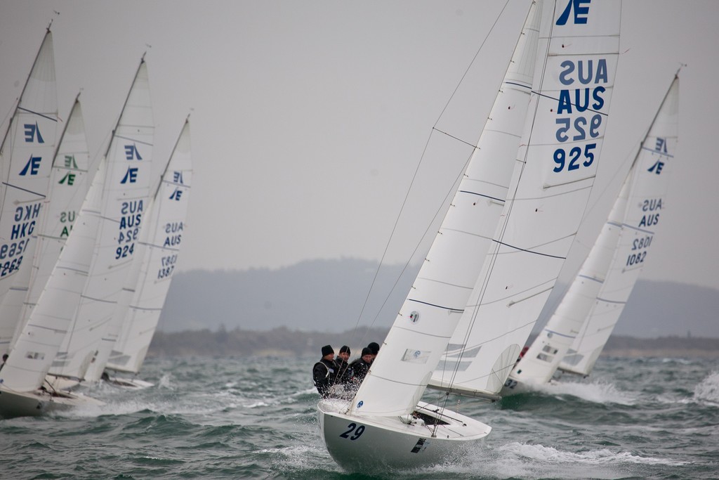 Tom King, out the front in race 4, Etchells Australasian Winter Championship 2011 © Kylie Wilson Positive Image - copyright http://www.positiveimage.com.au/etchells