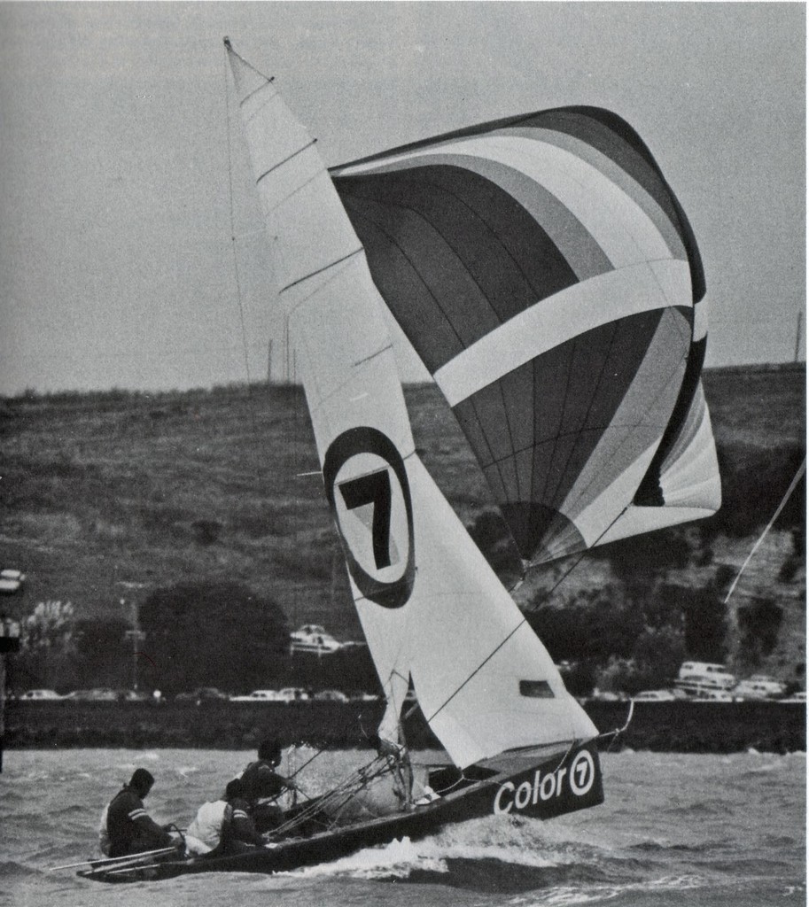 Iain Murray heading for the finish in the 1977 18fter Worlds photo copyright SW taken at  and featuring the  class
