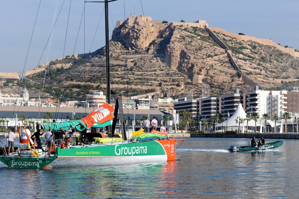 Groupama 70 arrive in to Alicante, spain, for training. © Volvo Ocean Race http://www.volvooceanrace.com
