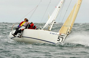 The Storck Family showing how to do it together at J/80 Worlds in Newport - J/80 Worlds - Day One photo copyright Allen Clark http://www.photoboat.com taken at  and featuring the  class