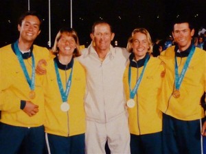 Tom King, Belinda Stowell, Victor Kovalenko, Jenny Armstrong and Mark Turnbull at Closing Ceremony of Sydney 2000 - Sydney 2000 photo copyright  Victor Kovalenko taken at  and featuring the  class