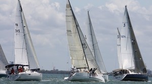 Brilliant Pearl in among the big boats at the first mark - Ensign Yachts QLD Beneteau Cup and French Yacht Challenge photo copyright Tracey Johnstone taken at  and featuring the  class