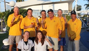 Gary McCarthy and his Brilliant Pearl team celebrating first place  - Ensign Yachts QLD Beneteau Cup photo copyright Tracey Johnstone taken at  and featuring the  class