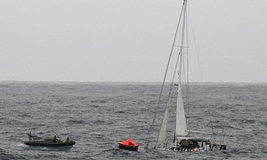 HMS Clyde&rsquo;s rescue boat reaches the Hollinsclough - photo by MoD Crown photo copyright SW taken at  and featuring the  class