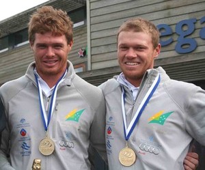 Tom Slingsby (L) and Nathan Outteridge (R) photo copyright Australian Sailing Team http://www.australiansailingteam.com.au taken at  and featuring the  class