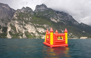 Brits float across Lake Garda in a bouncy castle photo copyright SW taken at  and featuring the  class