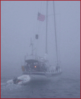 Keep a sharp lookout when in or near areas of low visibility. Other vessels may not use proper lights or whistle signals. Stop or anchor when in doubt. (photo courtesy of www.sailcharbonneau.com) photo copyright Blaine Parks taken at  and featuring the  class