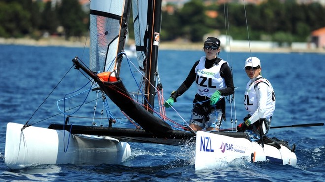Team New Zealand between races on course yellow. - ISAF Youth World Championships © Sime Sokota