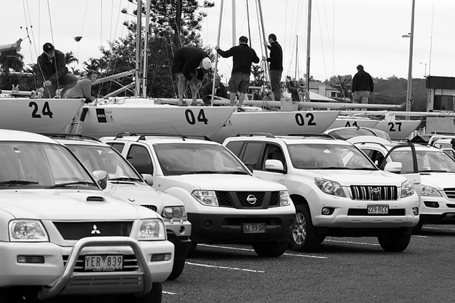 Etchells fleet prepare their boats. - Musto Australasian Etchells Winter Championships 2011 © Teri Dodds http://www.teridodds.com