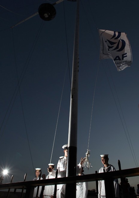 Australian Naval Cadets raise the ISAF World Championships Flag  to officially open the 2011 ISAF Sailing World Championships on December 2, 2011 in Perth, Australia. © Paul Kane /Perth 2011 http://www.perth2011.com