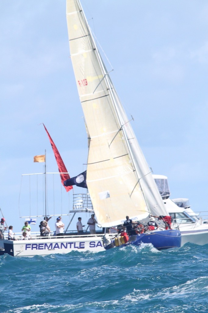 Phoenix frightened the start team when she ran out of room on the start line. - Visit Indonesia Fremantle Bali 2011 photo copyright Bernie Kaaks - copyright taken at  and featuring the  class