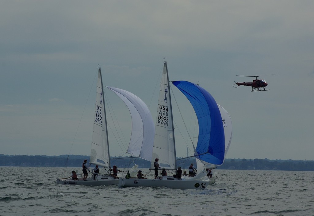 Press chopper hovers over the race course - Rolex Internaitonal Women's Keelboat Championships photo copyright Andrew Leslie taken at  and featuring the  class
